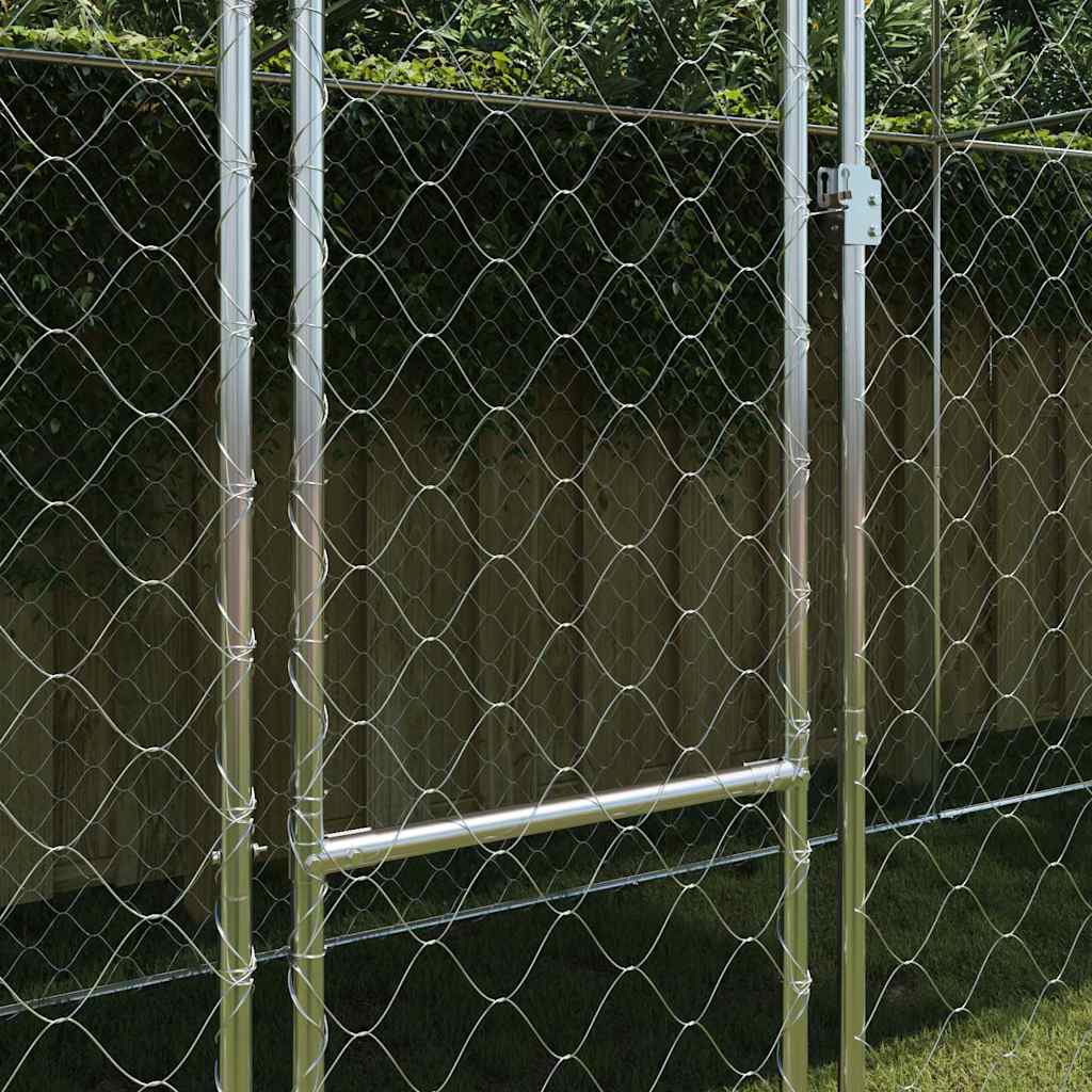 vidaXL Dog Cage with Roof Silver 800 x 200 x 256 cm Steel and PE 3