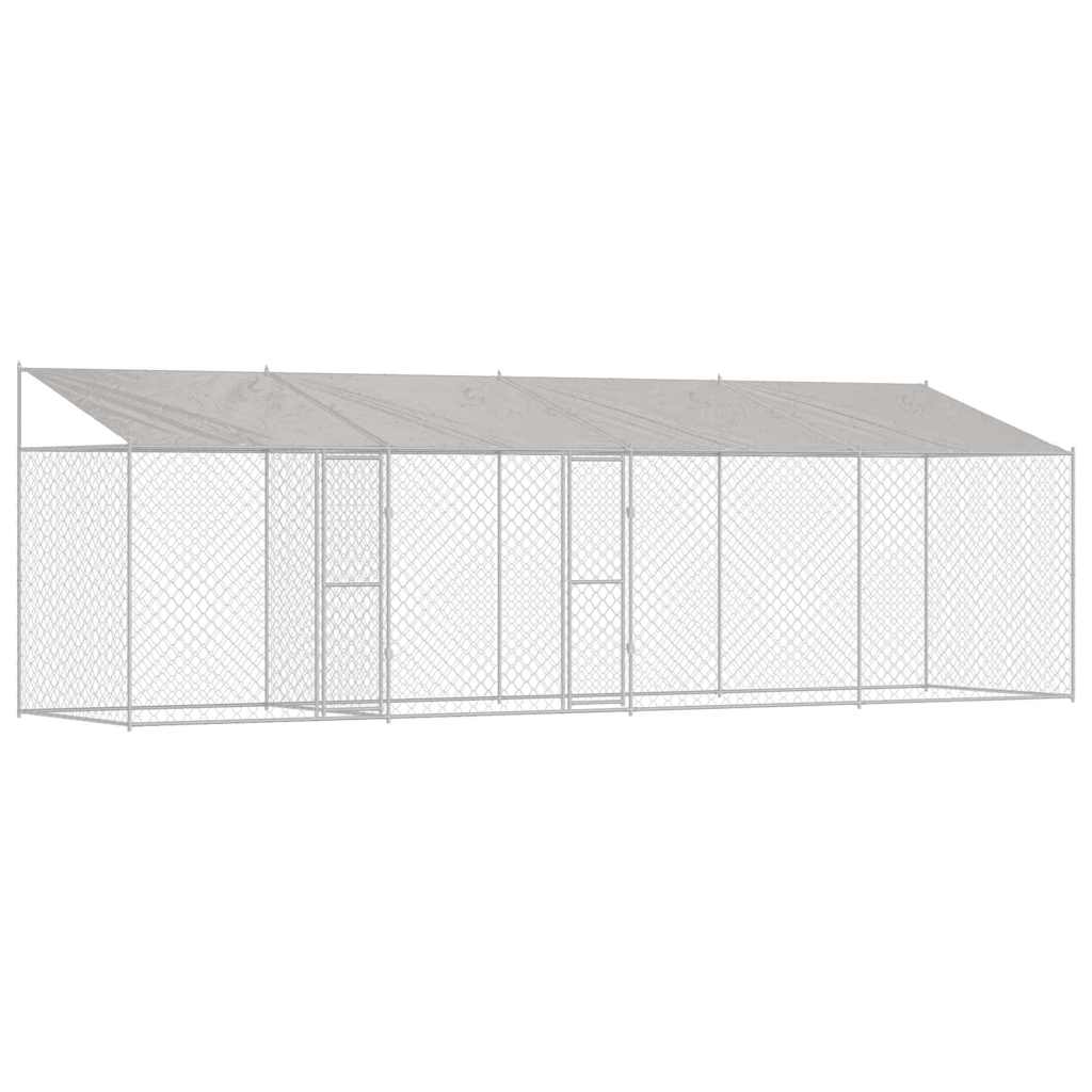 vidaXL Dog Cage with Roof Silver 800 x 200 x 256 cm Steel and PE 2