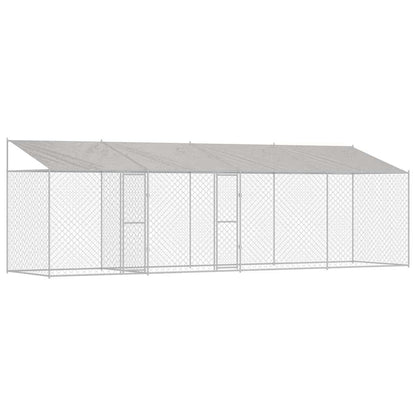 vidaXL Dog Cage with Roof Silver 800 x 200 x 256 cm Steel and PE 2
