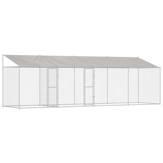 vidaXL Dog Cage with Roof Silver 800 x 200 x 256 cm Steel and PE 2