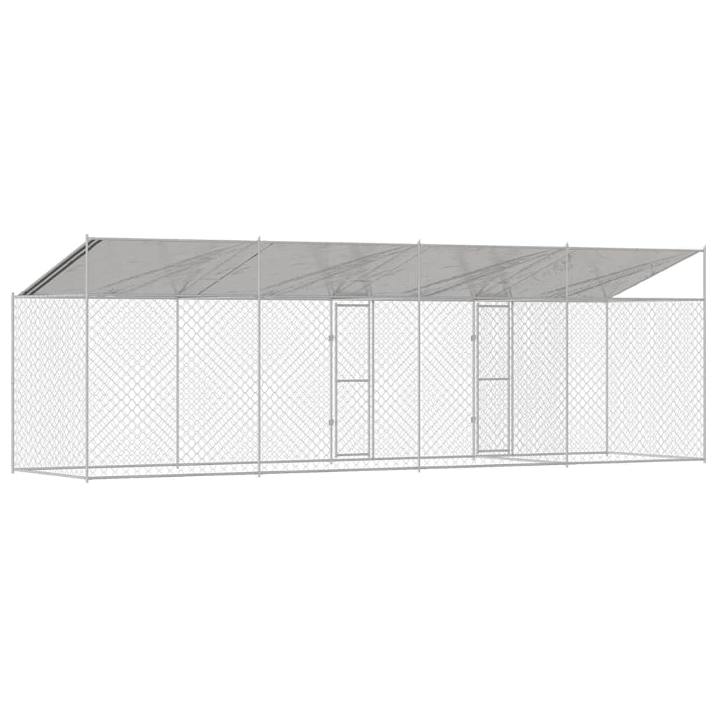 vidaXL Dog Cage with Roof Silver 800 x 200 x 256 cm Steel and PE 6