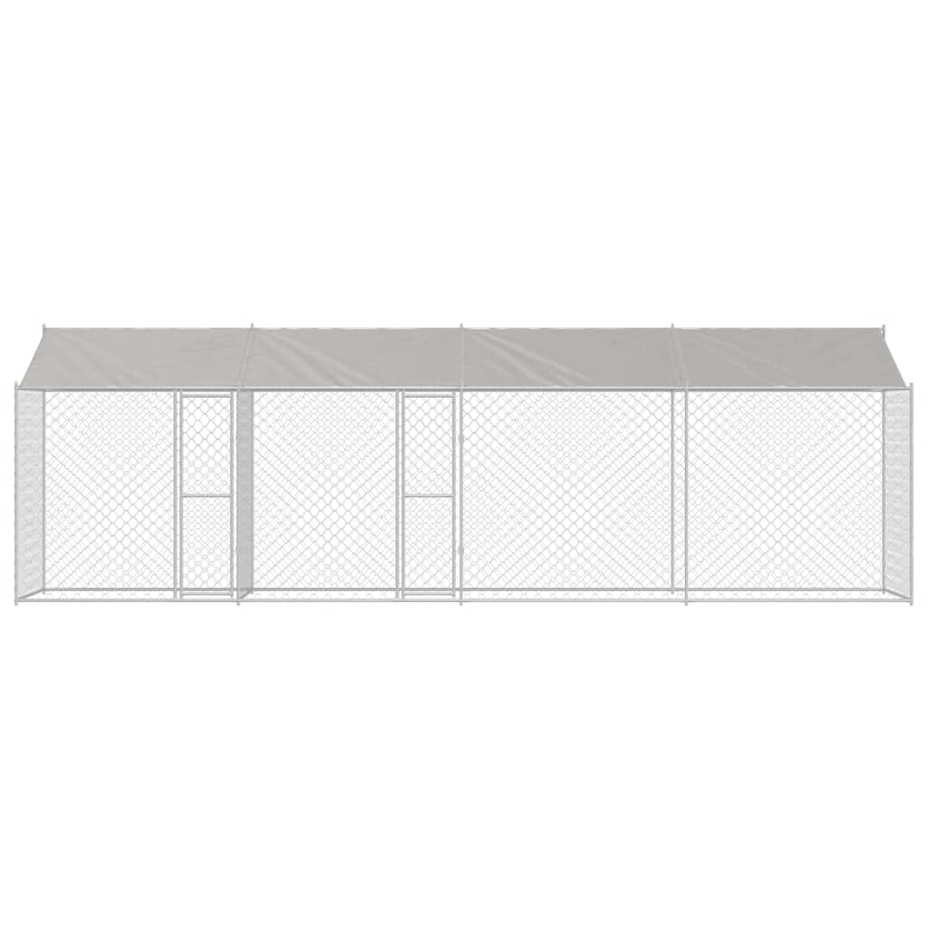 vidaXL Dog Cage with Roof Silver 800 x 200 x 256 cm Steel and PE 4