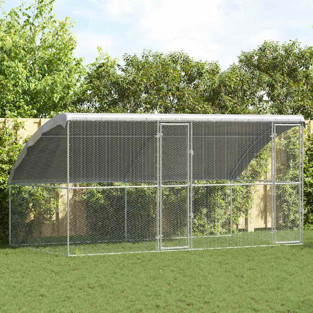 vidaXL Chicken Cage 3 pcs Silver 600x200x200cm