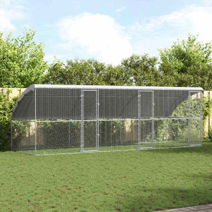 vidaXL Chicken Cage with 3 Doors 3 pcs Silver 600x200x200cm 1