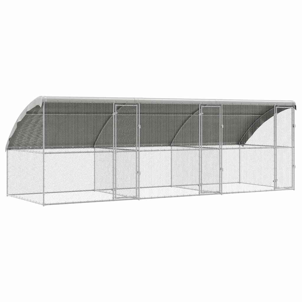 vidaXL Chicken Cage with 3 Doors 3 pcs Silver 600x200x200cm 2
