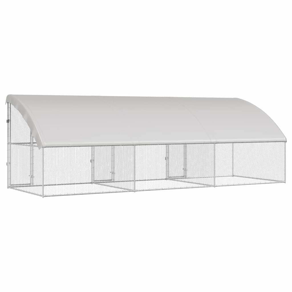 vidaXL Chicken Cage with 3 Doors 3 pcs Silver 600x200x200cm 6