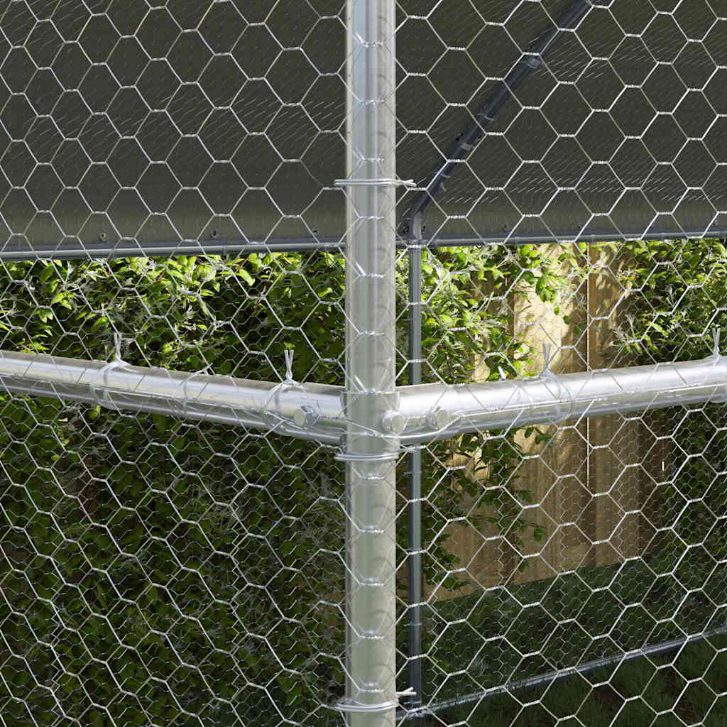 vidaXL Chicken Cage with 4 Doors 4 pcs Silver 800x200x200cm 3