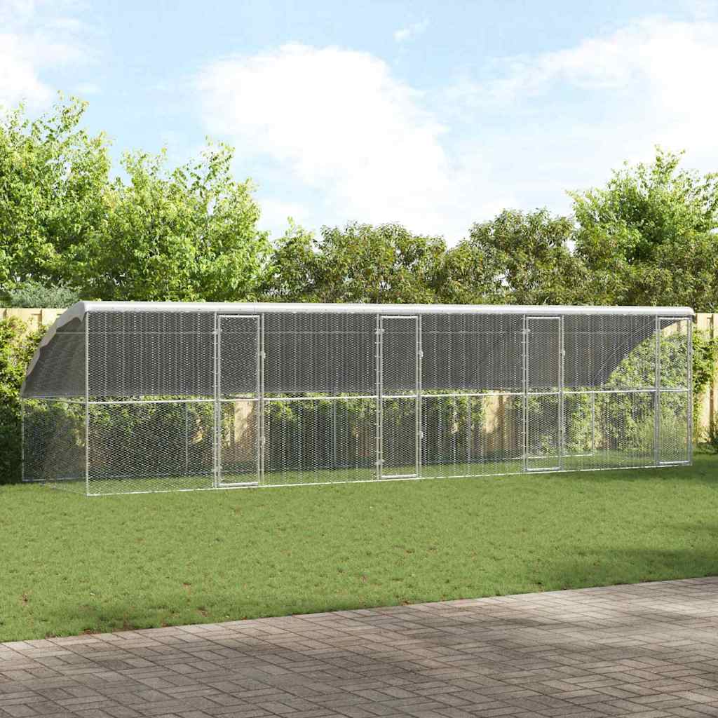 vidaXL Chicken Cage with 4 Doors 4 pcs Silver 800x200x200cm 1