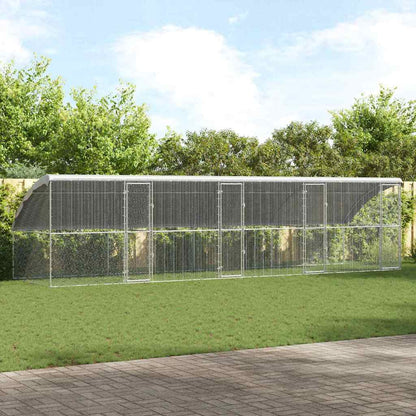 vidaXL Chicken Cage with 4 Doors 4 pcs Silver 800x200x200cm 1