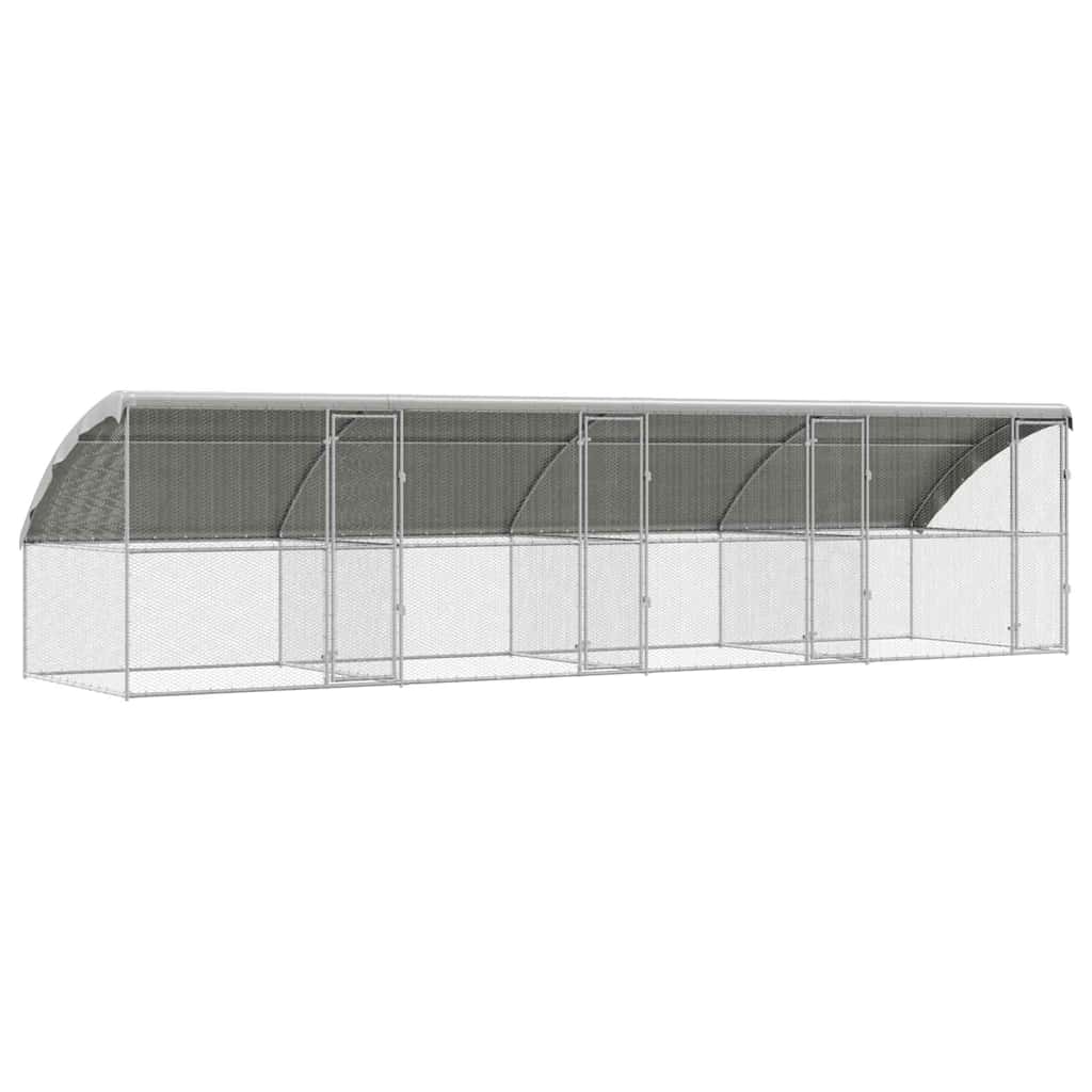 vidaXL Chicken Cage with 4 Doors 4 pcs Silver 800x200x200cm 2