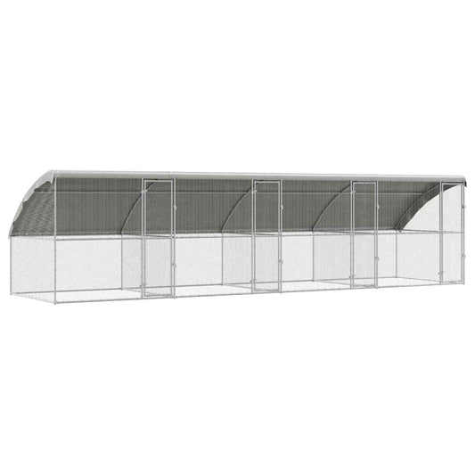 vidaXL Chicken Cage with 4 Doors 4 pcs Silver 800x200x200cm 2
