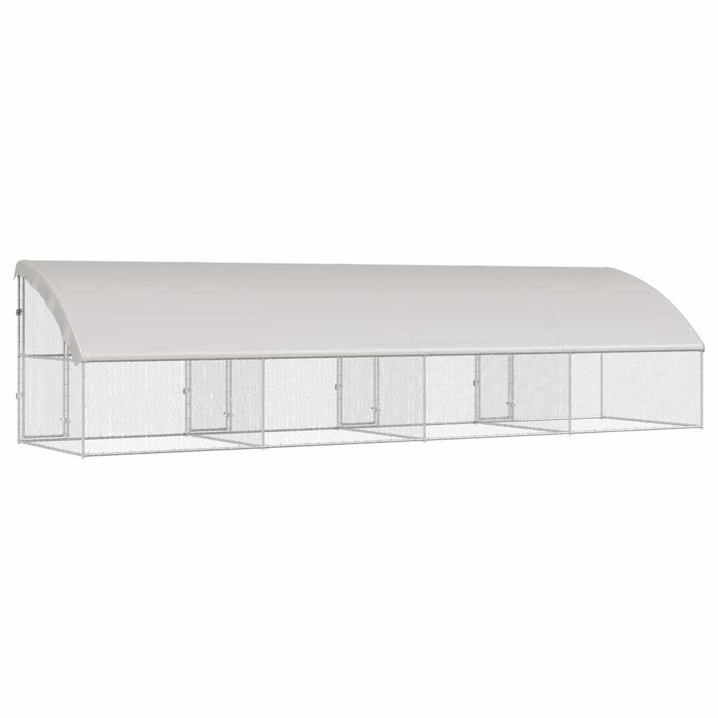 vidaXL Chicken Cage with 4 Doors 4 pcs Silver 800x200x200cm 6