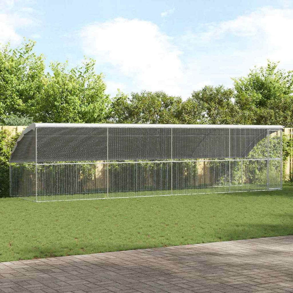 vidaXL Chicken Cage with 1 Door 4 pcs Silver 800x200x200cm
