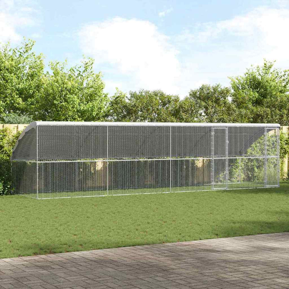 vidaXL Chicken Cage with 2 Doors 4 pcs Silver 800x200x200cm