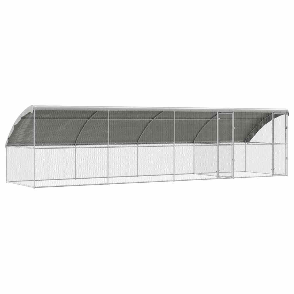 Chicken Cage 3 pcs Silver 600x200x200cm 800 cm with 2 doors