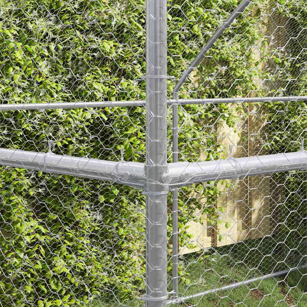 vidaXL Chicken Cage 4 pcs Silver 800 x 200 x 200 cm Steel and PE 3