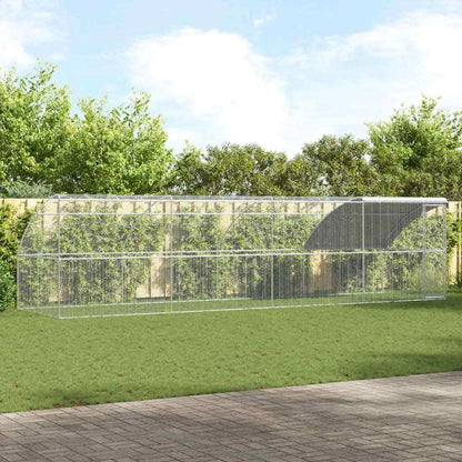 vidaXL Chicken Cage 4 pcs Silver 800 x 200 x 200 cm Steel and PE 1