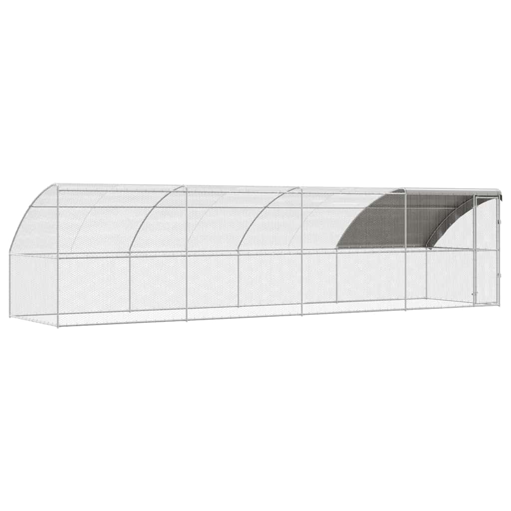 vidaXL Chicken Cage 4 pcs Silver 800 x 200 x 200 cm Steel and PE 2