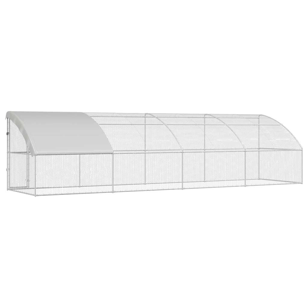 vidaXL Chicken Cage 4 pcs Silver 800 x 200 x 200 cm Steel and PE 6