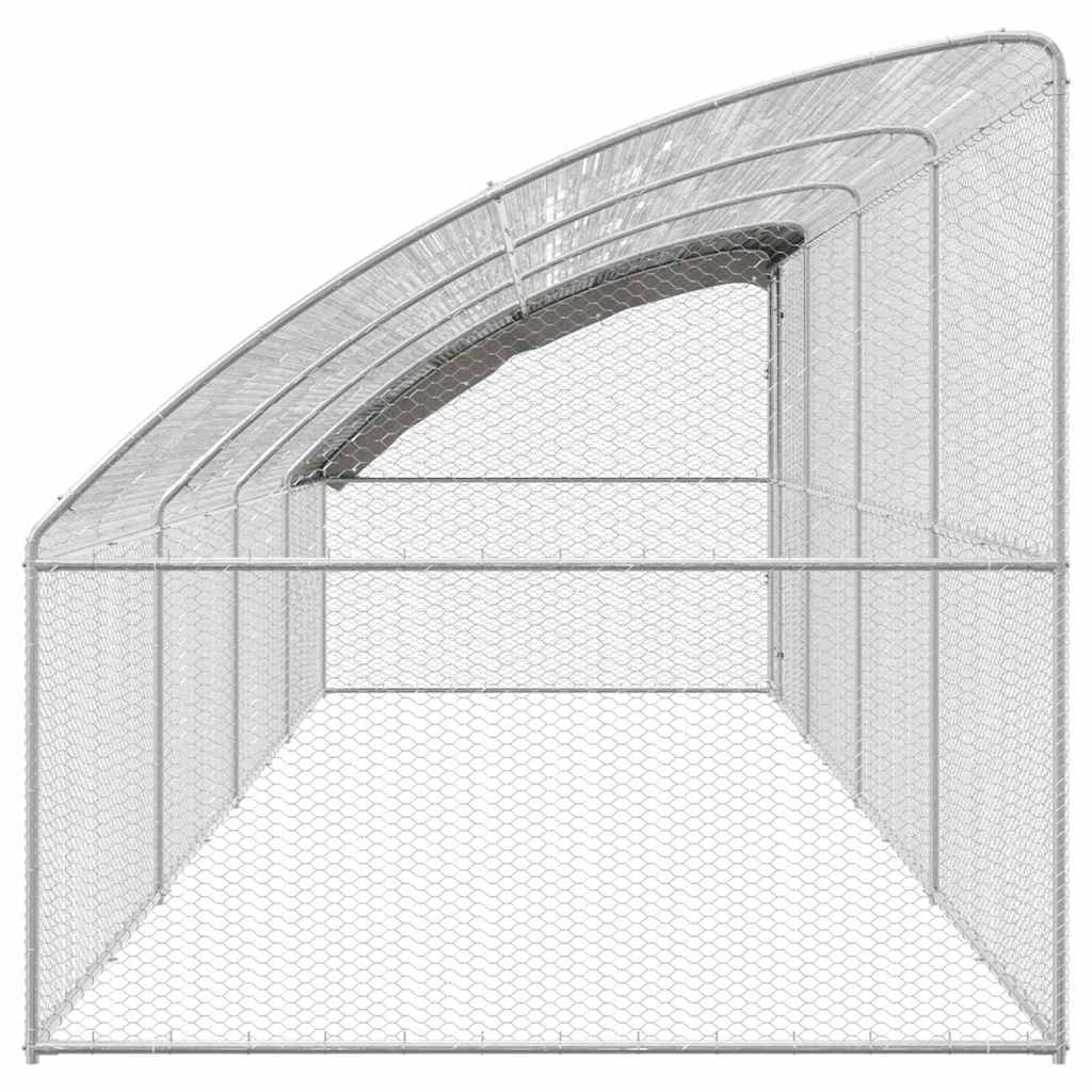 vidaXL Chicken Cage 4 pcs Silver 800 x 200 x 200 cm Steel and PE 5
