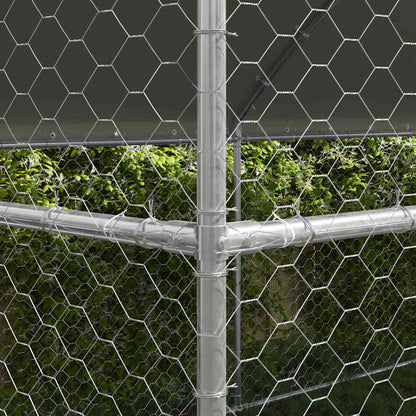 Dog Kennel 3 pcs Silver 6 x 2 x 2 m Galvanised steel 800 cm with 4 doors