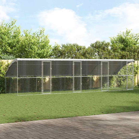 vidaXL Dog Kennel 4 pcs Silver 8 x 2 x 2 m Galvanised steel 1