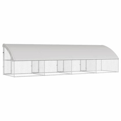 Dog Kennel 3 pcs Silver 6 x 2 x 2 m Galvanised steel 800 cm with 4 doors