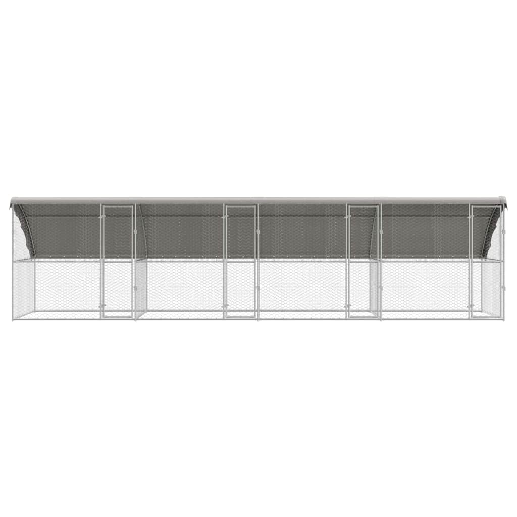 Dog Kennel 3 pcs Silver 6 x 2 x 2 m Galvanised steel 800 cm with 4 doors