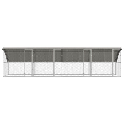 Dog Kennel 3 pcs Silver 6 x 2 x 2 m Galvanised steel 800 cm with 4 doors