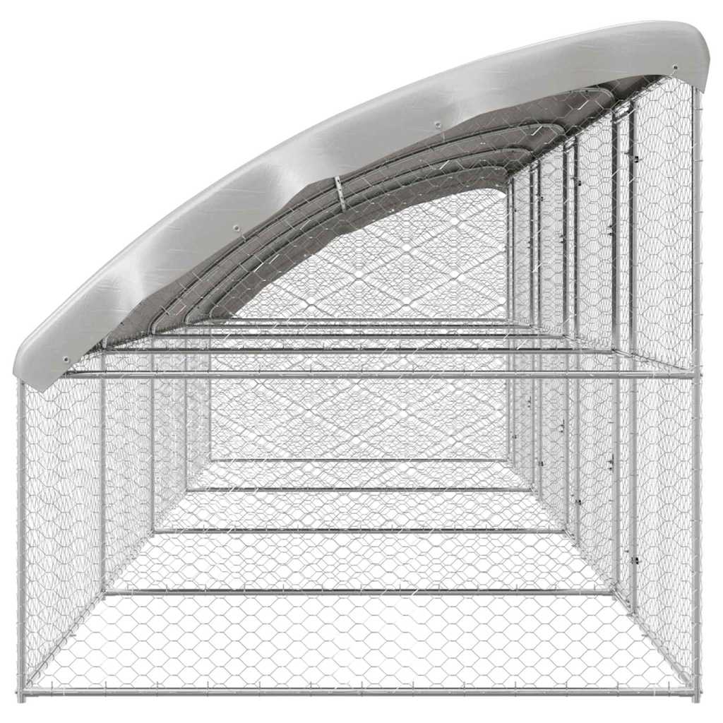 Dog Kennel 3 pcs Silver 6 x 2 x 2 m Galvanised steel 800 cm with 4 doors