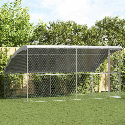 Dog Kennel 3 pcs Silver 6 x 2 x 2 m Galvanised steel 400 cm with 1 door