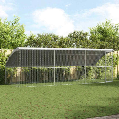 Dog Kennel 3 pcs Silver 6 x 2 x 2 m Galvanised steel 600 cm with 1 door