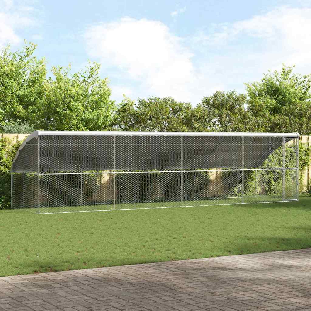 Dog Kennel 3 pcs Silver 6 x 2 x 2 m Galvanised steel 800 cm with 1 door