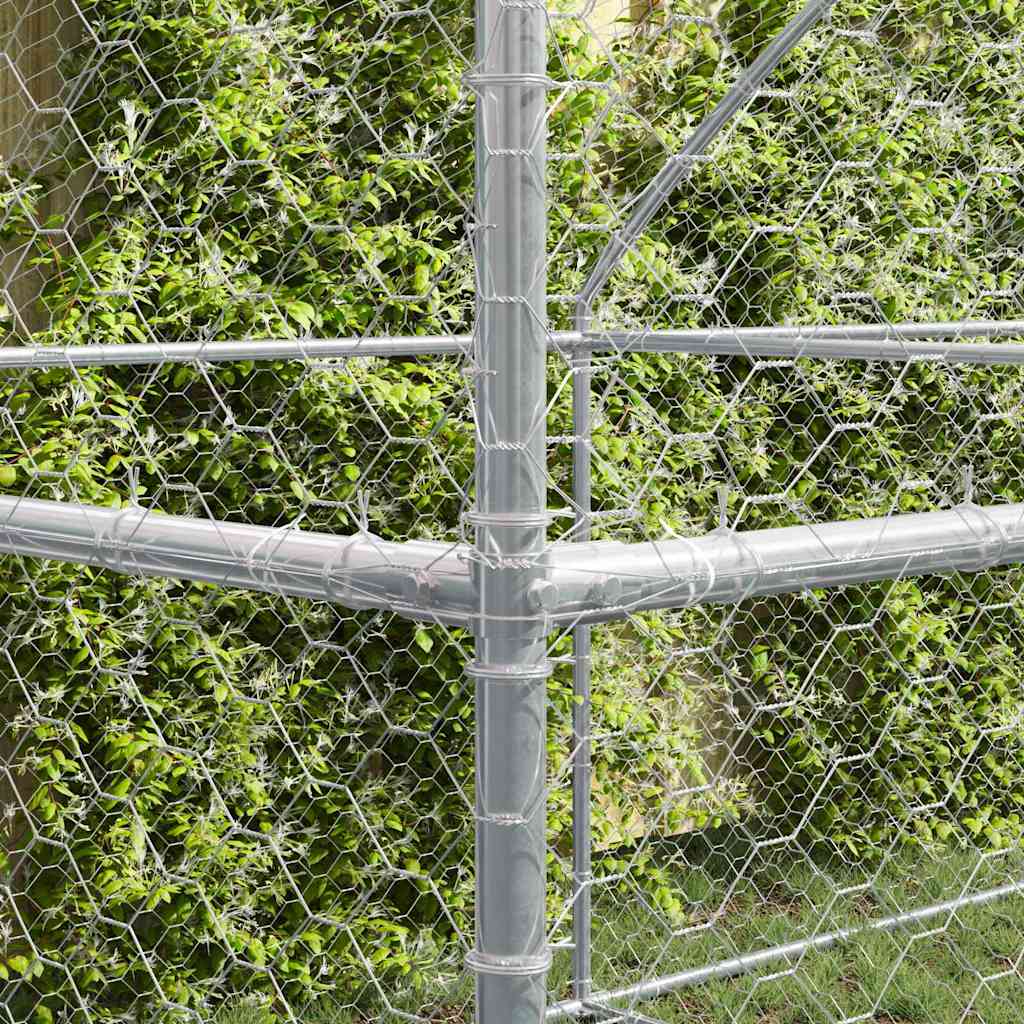vidaXL Dog Kennel 4 pcs Silver 8 x 2 x 2 m Galvanised steel 3