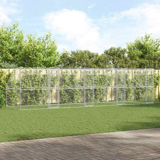 vidaXL Dog Kennel 4 pcs Silver 8 x 2 x 2 m Galvanised steel 1