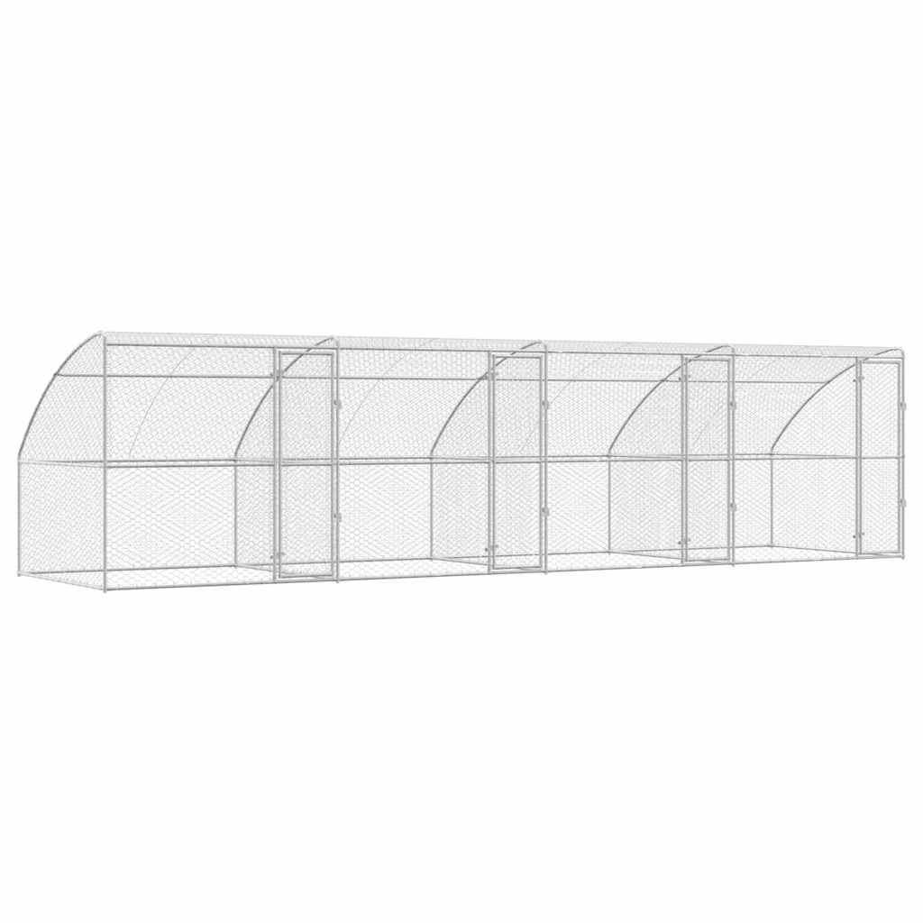 vidaXL Dog Kennel 4 pcs Silver 8 x 2 x 2 m Galvanised steel 2