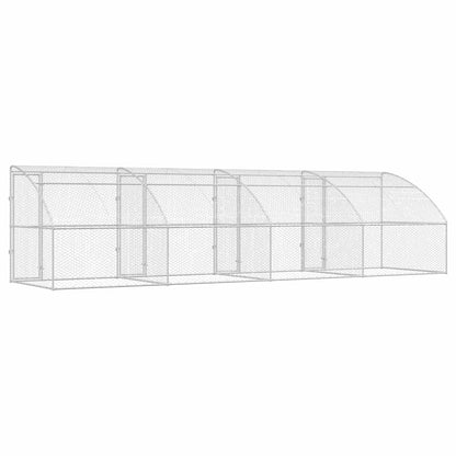 Dog Kennel 3 pcs Silver 6 x 2 x 2 m Galvanised steel 800 cm with 4 doors