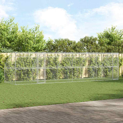 Dog Kennel 3 pcs Silver 6 x 2 x 2 m Galvanised steel 800 cm with 2 doors