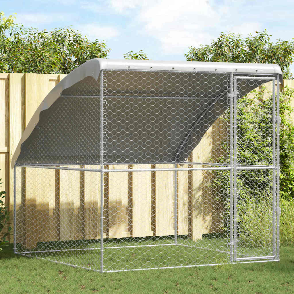 Dog Kennel 3 pcs Silver 6 x 2 x 2 m Galvanised steel 200 cm with 1 door