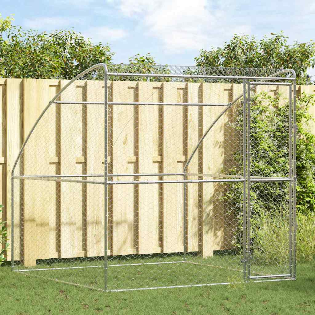 Dog Kennel 3 pcs Silver 6 x 2 x 2 m Galvanised steel 200 cm with 1 door