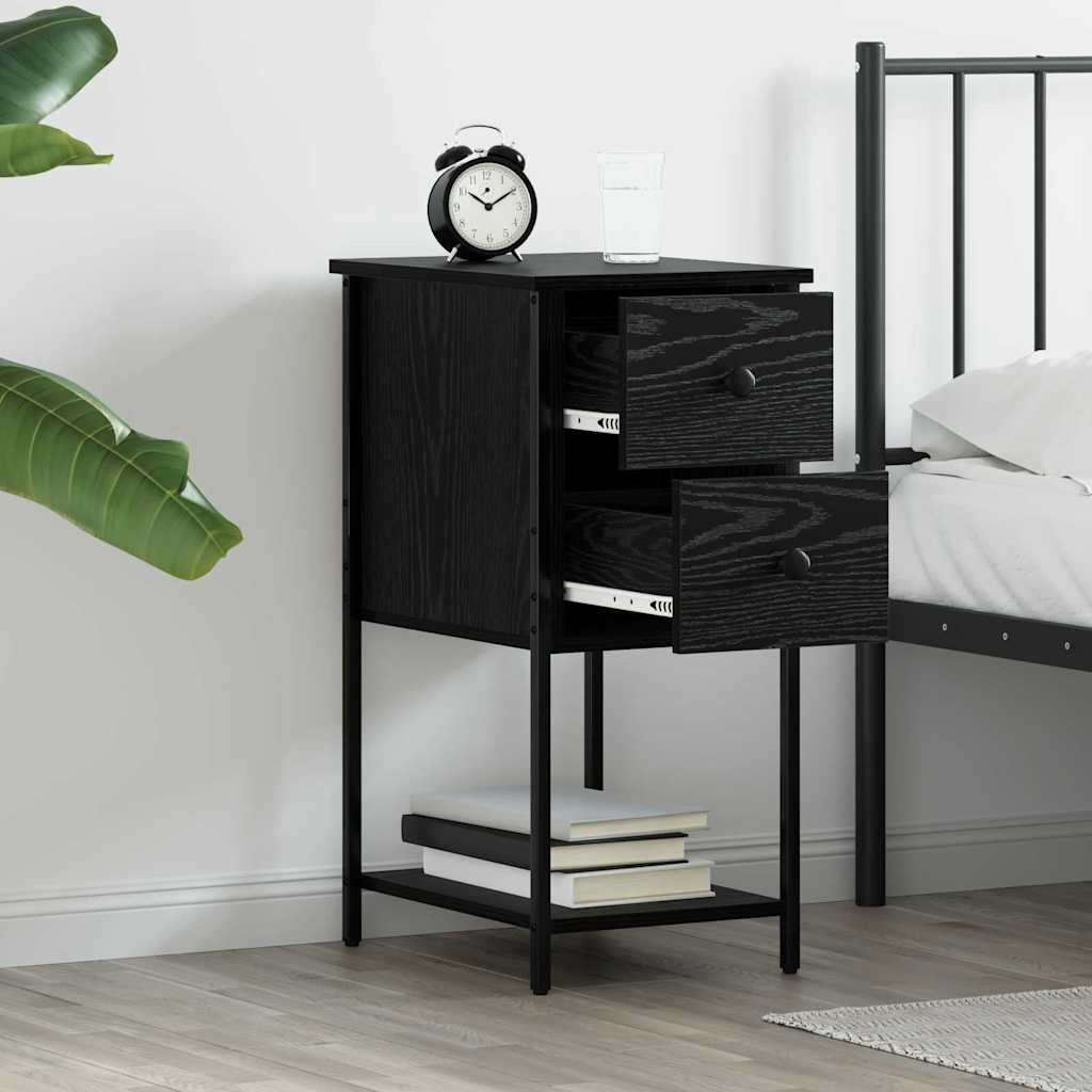 Bedside Cabinet 32x42x70 cm Engineered Wood Black oak 2