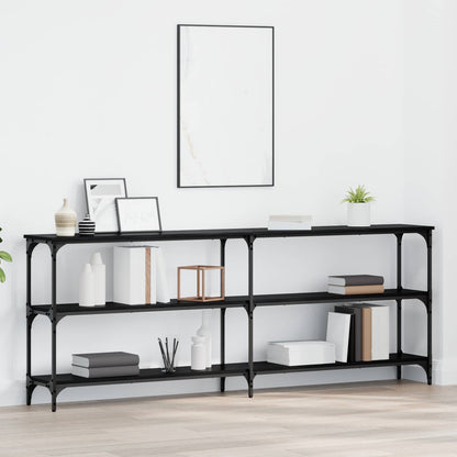 Console Table 100x29x75 cm Engineered Wood Black oak 200 cm