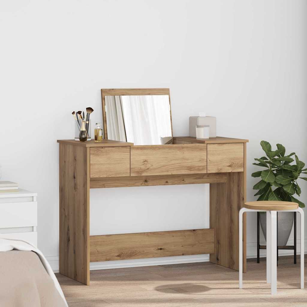 Dressing Table with Mirror 100x45x76 cm Artisan oak