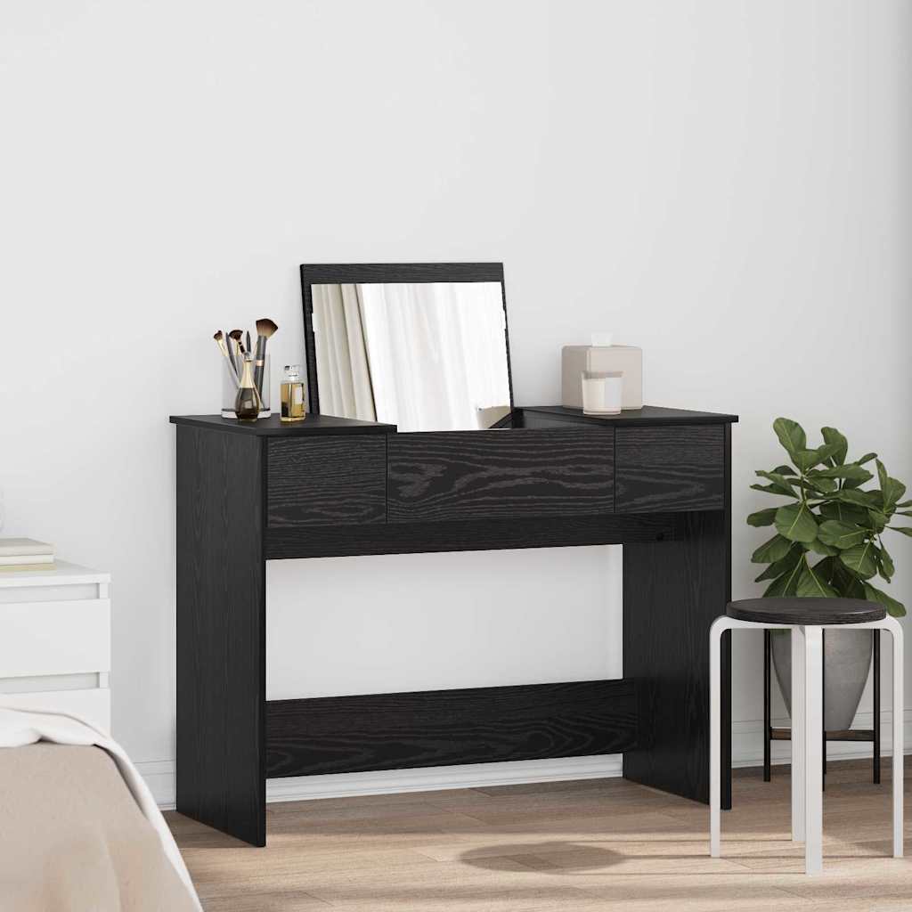 Dressing Table with Mirror 100x45x76 cm Black oak