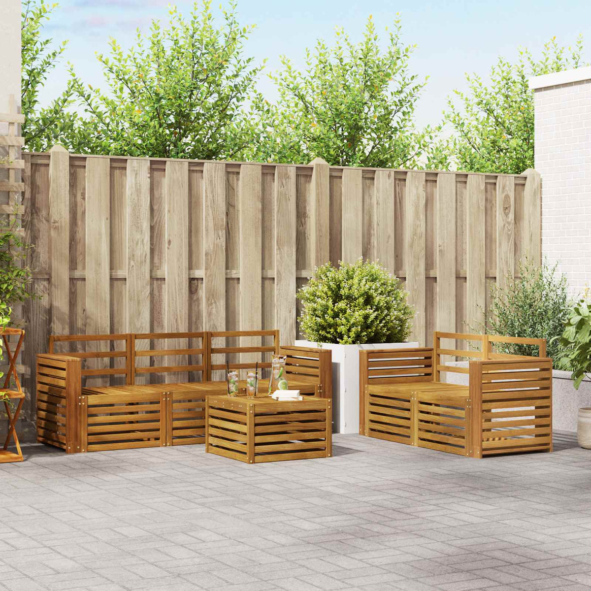 vidaXL Outdoor Sofa Set 6 pcs Natural Solid Acacia Wood 1