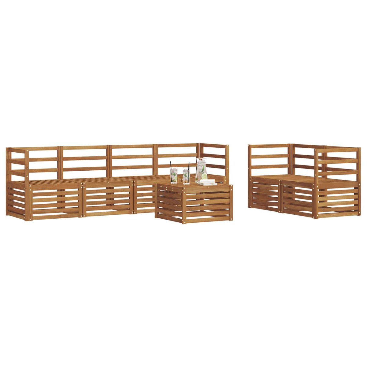 vidaXL Outdoor Sofa Set 7 pcs Natural Solid Acacia Wood 3