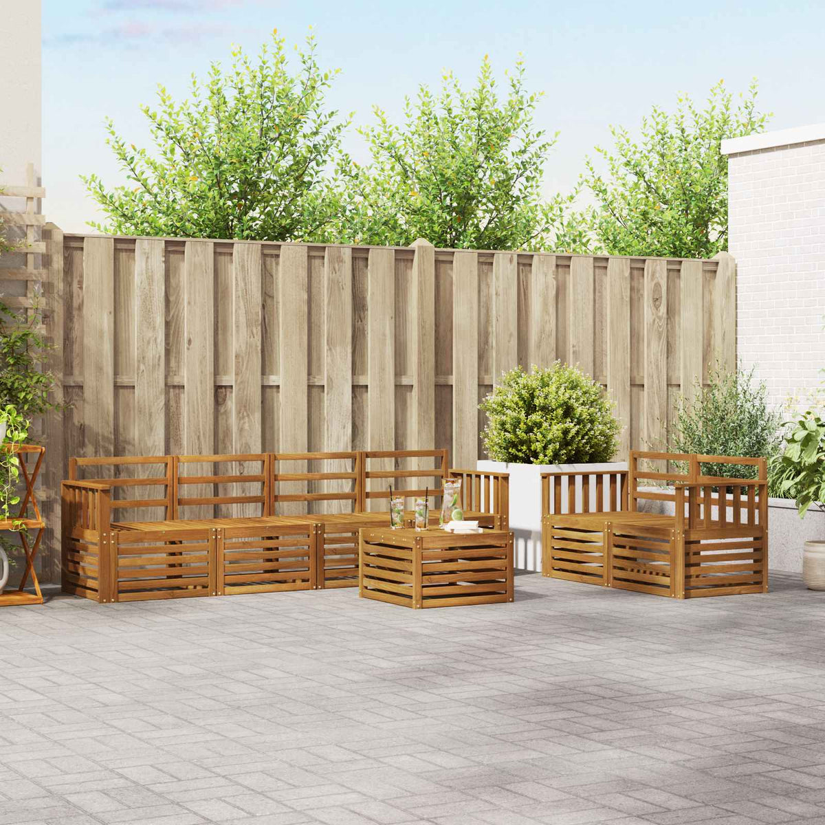 vidaXL Outdoor Sofa Set 7 pcs Natural Solid Acacia Wood 1