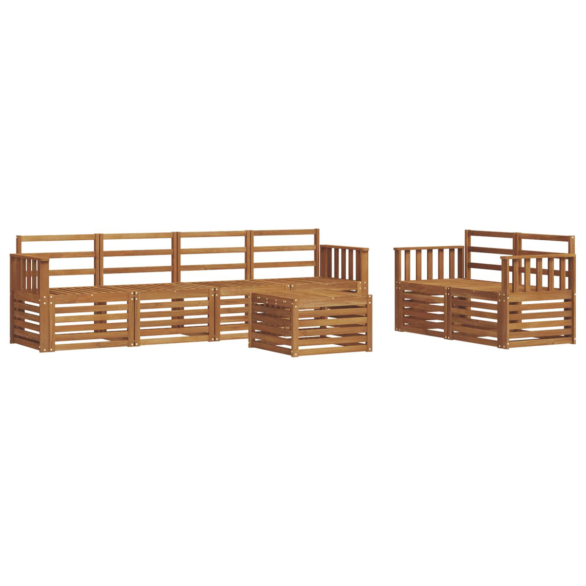 vidaXL Outdoor Sofa Set 7 pcs Natural Solid Acacia Wood 2
