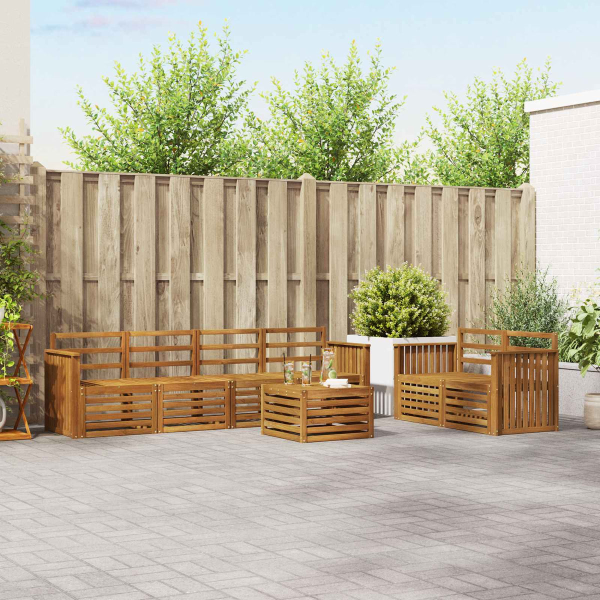 vidaXL Outdoor Sofa Set 7 pcs Natural Solid Acacia Wood 1