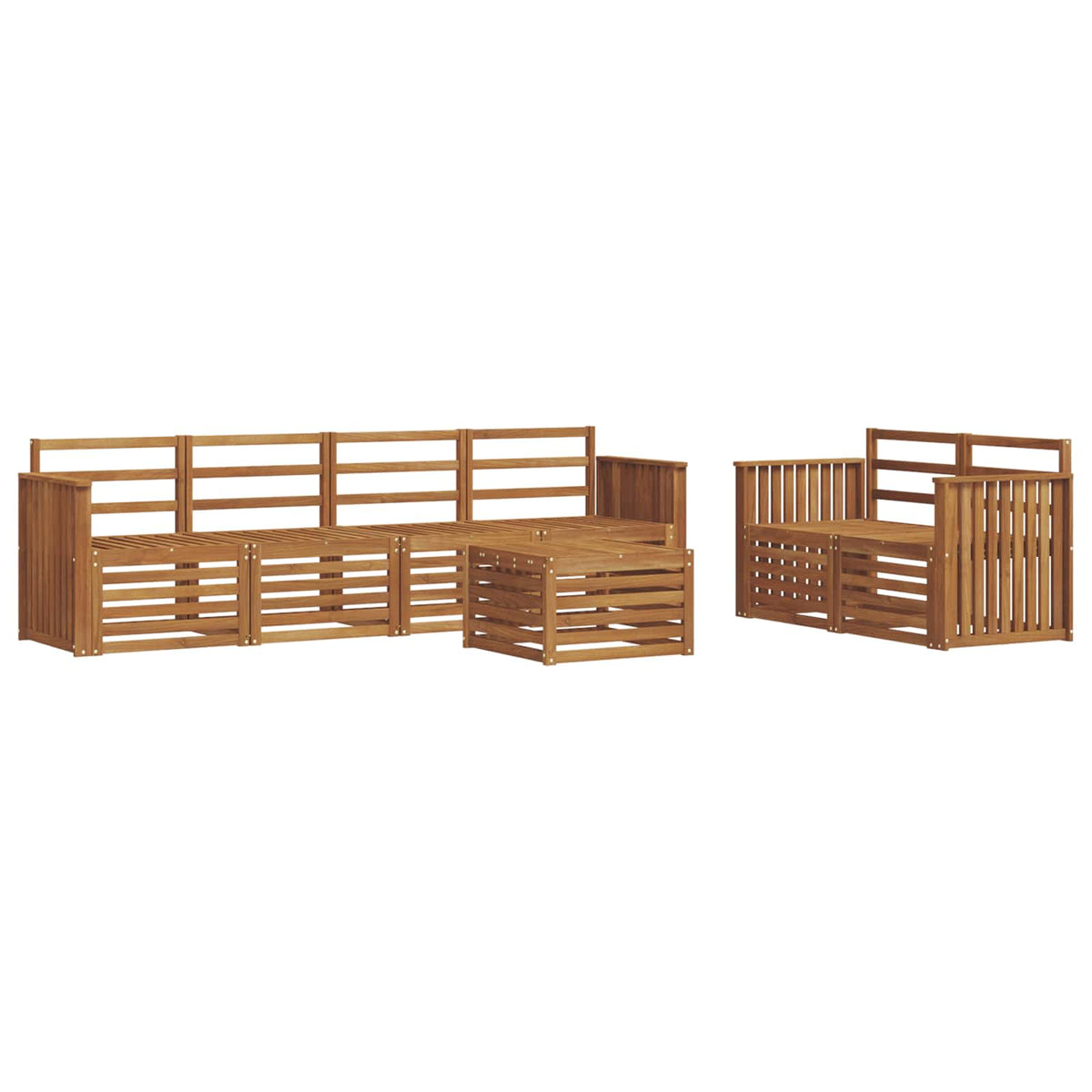 vidaXL Outdoor Sofa Set 7 pcs Natural Solid Acacia Wood 2